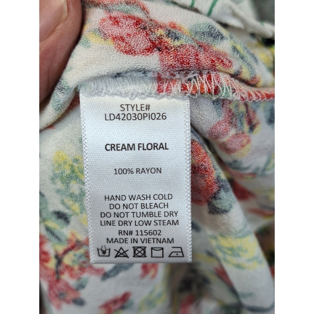 Lush Maxi Dress Womens Medium Cream Floral Print Boho Elegant Button Front - Picture 6 of 9